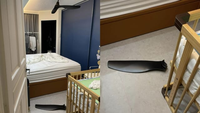 再一起扇叶飞脱事故 砸在三月大宝宝床边