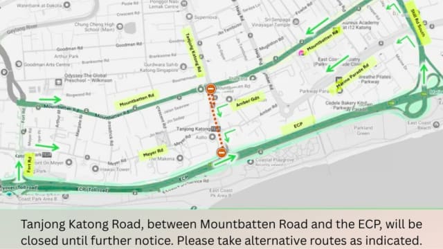 路面塌陷需维修 丹戎加东南路部分路段关闭