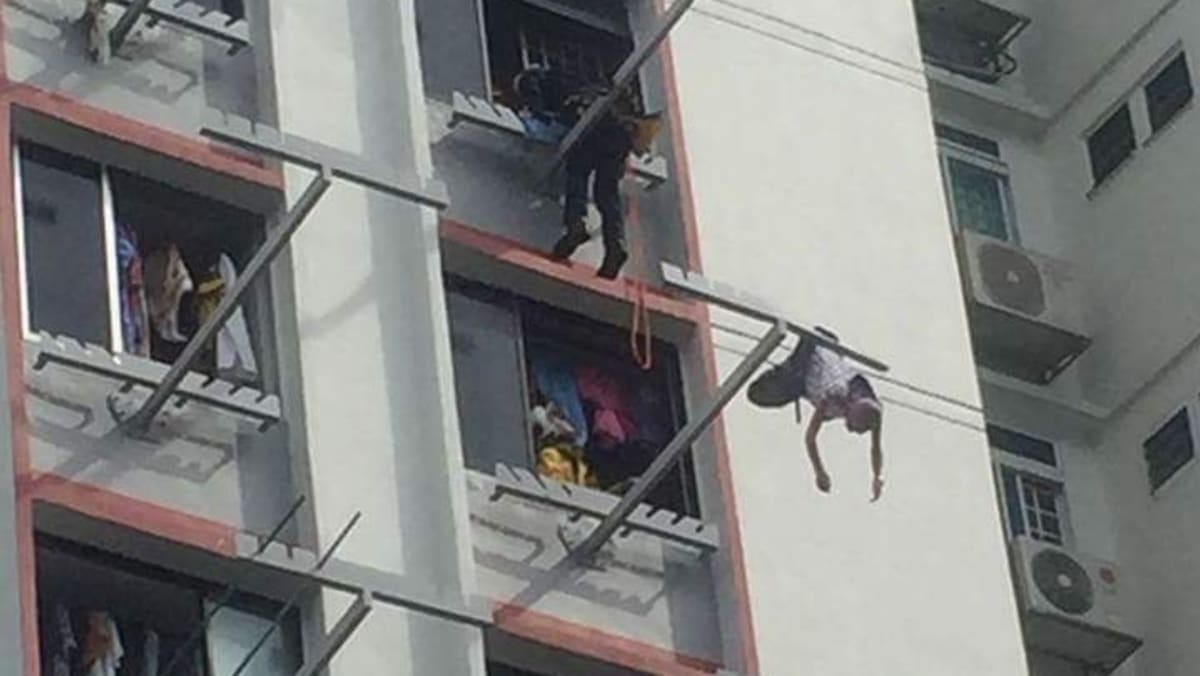 Elderly man saved from fall by HDB clothes rack - CNA