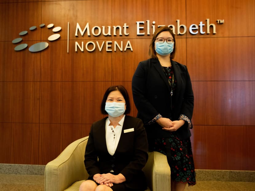 Ms Tan Mui Eng, 65, (left) is the deputy director for nursing at Mount Elizabeth Novena Hospital where her daughter, Ms Charmaine Tan, 27, works as a senior executive in the operations team.
