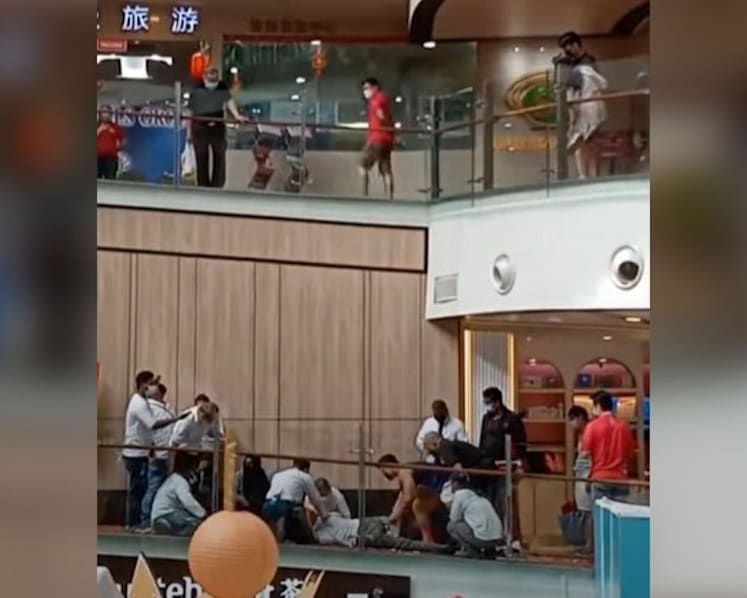 Worker injured after falling 2 floors at Chinatown Point