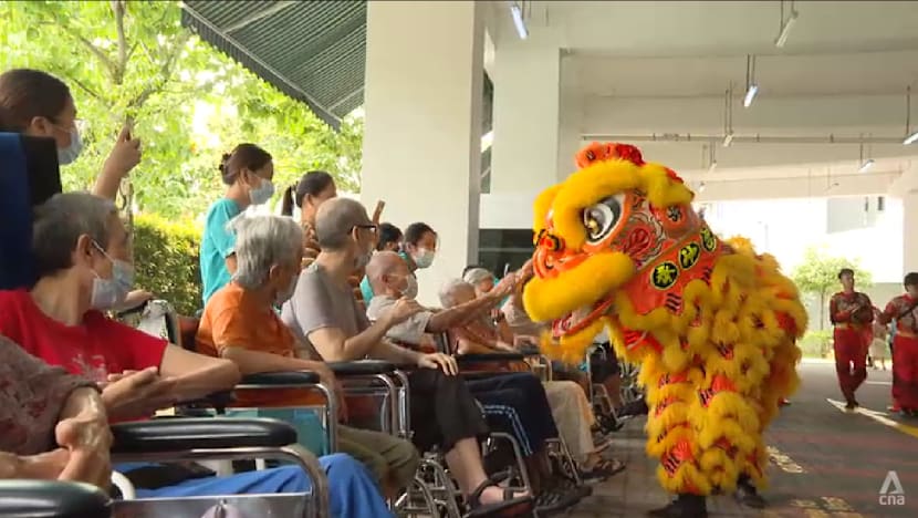 Nursing homes bring Chinese New Year cheer to seniors with lion dances, festive feasts