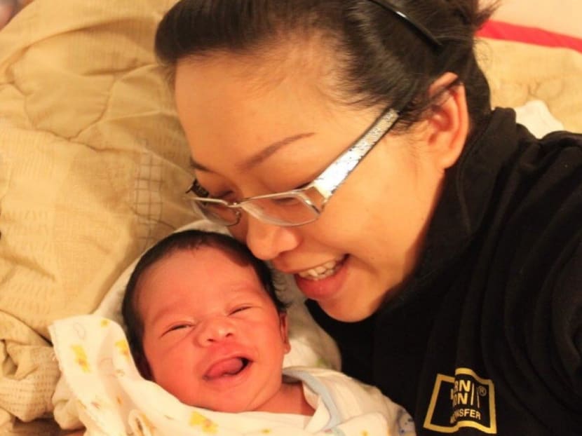 Mother-of-two Serena Eze and her son Spencer from Whampoa in Hong Kong. Eze turned her breast milk into a body lotion and face mask to use while away on business trips. Mother-of-two Serena Eze and her son Spencer from Whampoa in Hong Kong. Eze turned her breast milk into a body lotion and face mask to use while away on business trips.