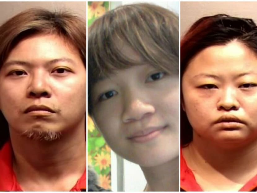 Pua Hak Chuan (left), 38, and his wife Tan Hui Zhen (right), 33, were handed jail sentences of 14 years, and 16.5 years, respectively. The couple had pleaded guilty to causing grievous hurt to Annie Ee Yu Lian (center), 26, leading to her death. Photo: SPF, Facebook
