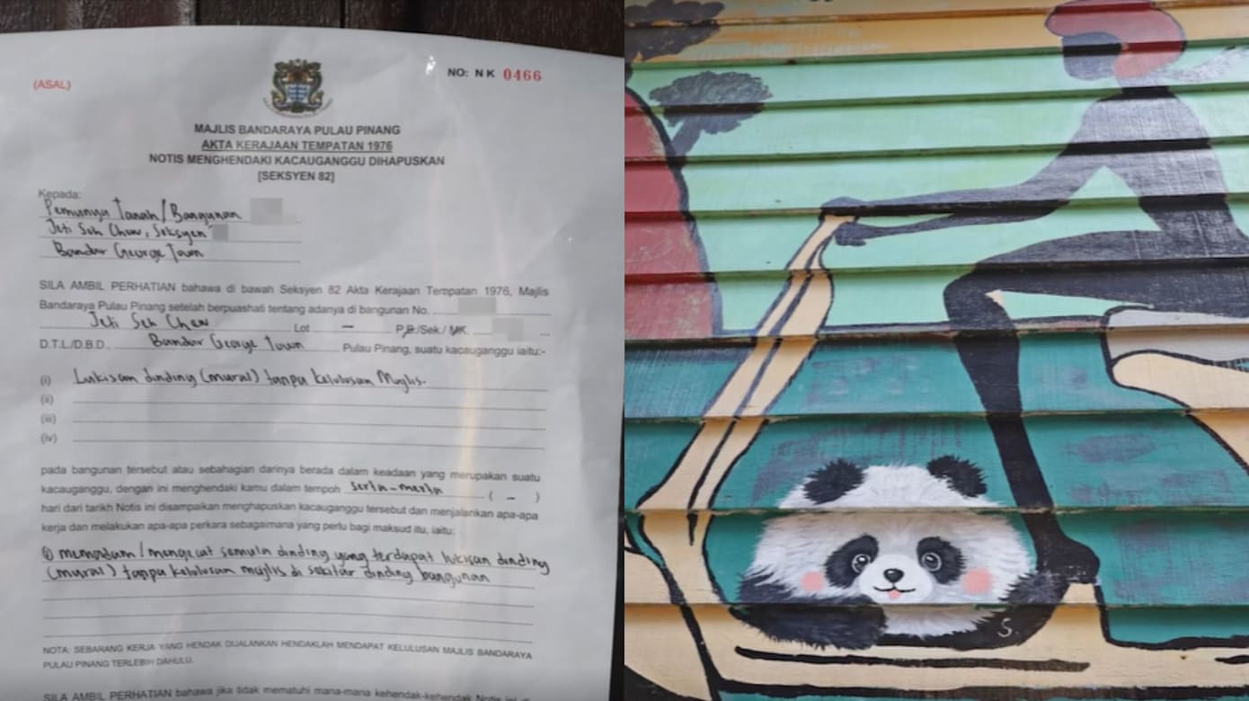 槟市政厅下令清除壁画 桥民屋主作者：没道理！