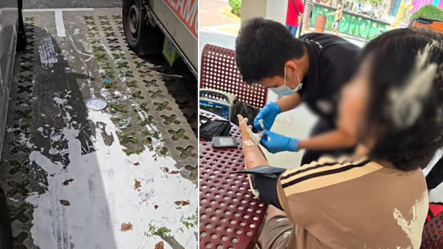 疑在义顺停车场踩未干白漆滑倒 妇女撞头送院