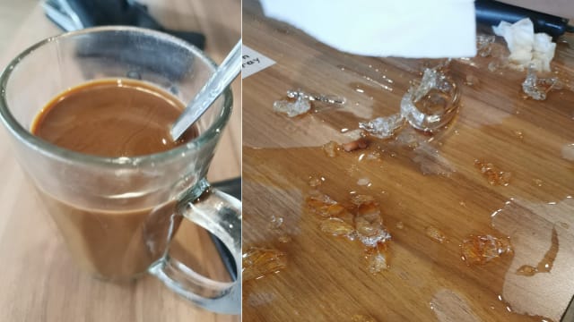 咖啡杯突然爆裂热饮四溅 女食客吓坏