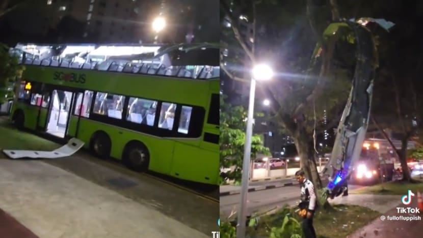 Penumpang 54 tahun cedera selepas bas dua tingkat rempuh pokok di Bishan Penumpang 54 tahun cedera selepas bas dua tingkat rempuh pokok di Bishan