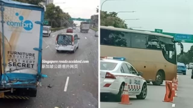 四辆车在中央快速公路相撞 三人伤