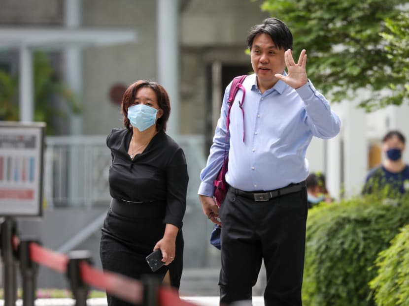 Iris Koh (left), founder of anti-vaccine group Healing the Divide, and her husband Raymond Ng (right) at the State Courts on June 23, 2022. Iris Koh (left), founder of anti-vaccine group Healing the Divide, and her husband Raymond Ng (right) at the State Courts on June 23, 2022.