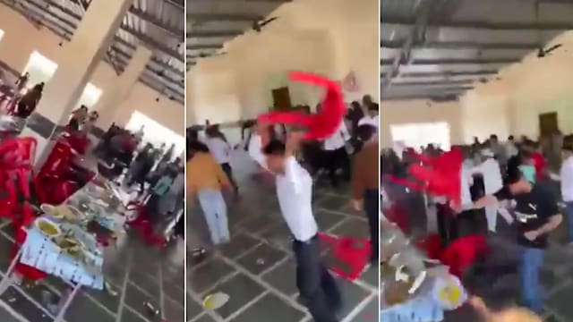 印度婚宴变“摔跤擂台”宾客为了鸡腿互殴扔椅