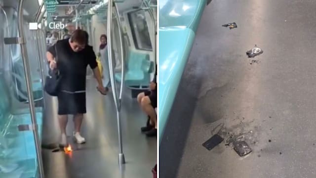 充电宝地铁列车内自燃 女乘客送院