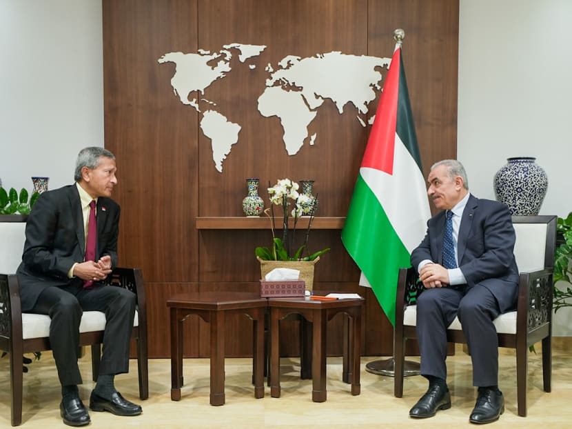 Minister for Foreign Affairs Vivian Balakrishnan called on Palestinian Authority Prime Minister Mohammad Shtayyeh in Ramallah, on March 18, 2024. Minister for Foreign Affairs Vivian Balakrishnan called on Palestinian Authority Prime Minister Mohammad Shtayyeh in Ramallah, on March 18, 2024.