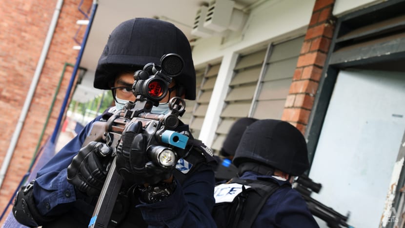 Dark shades, beige berets, submachine guns: The police counterterrorism unit made up mostly of NSFs Dark shades, beige berets, submachine guns: The police counterterrorism unit made up mostly of NSFs
