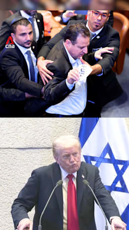 Trump interrupted by hecklers during speech at Israeli parliament