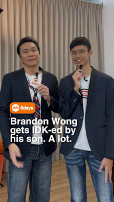 Does anyone else receive “old person photos” from their folks? 💐   Catch Brandon Wong and his son Yu Jie on 8days chat show DNA now on Mediacorp Entertainment on YouTube and mewatch. Link in profile. #8dayssg #8dayssgintv #slang #fatherson #fypsg 