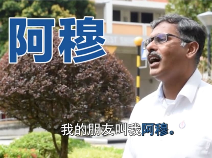 "My friends call me Ah Mu": In a video posted on social media, Mr Murali can be seen introducing himself in Mandarin. Source: Murali Pillai/Facebook