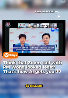 A Singapore victim reportedly lost at least S$4.9 million after joining what appeared to be a Zoom conference call involving Prime Minister Lawrence Wong and other government officials — but police say the meeting was actually created using deepfake AI technology. According to the Singapore Police Force, scammers allegedly used WhatsApp messages, fake government emails, NDAs and AI-generated Zoom footage to convince the victim to transfer funds linked to an “urgent” geopolitical matter involving the Strait of Hormuz. SPF later released footage of the fabricated Zoom call, where telltale signs included strange lip-syncing, distorted backgrounds and unnatural facial movement. In this 8days video, we also test Swapface — a real-time AI deepfake software — to see just how easy modern face-swapping technology has become. #8dayssg #8dayssgtrending #singapore #lawrencewong #deepfake