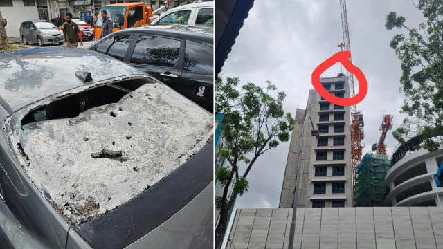 混凝土湿料从工地高处掉落砸坏三辆车 建屋局：正与车主商定解决方案