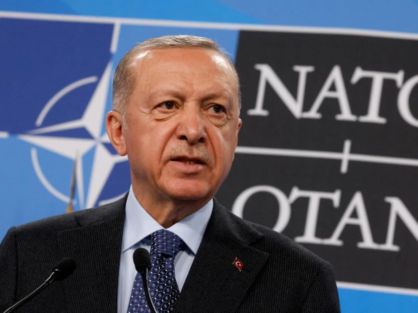 Turkish President Recep Tayyip Erdogan speaks at a press conference during a NATO summit in Madrid, Spain on June 30, 2022.