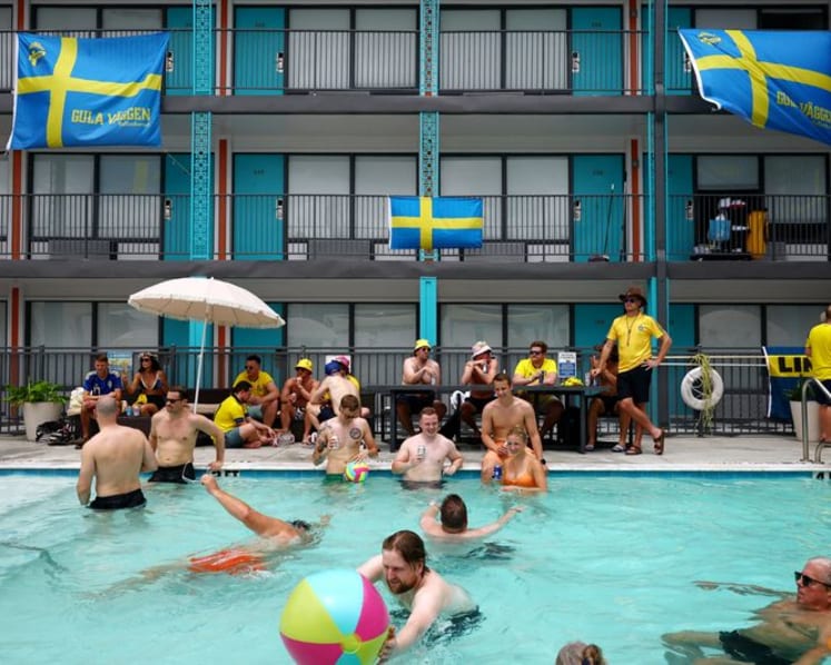 Midsummer madness: Swedish and Dutch fans party before World Cup clash