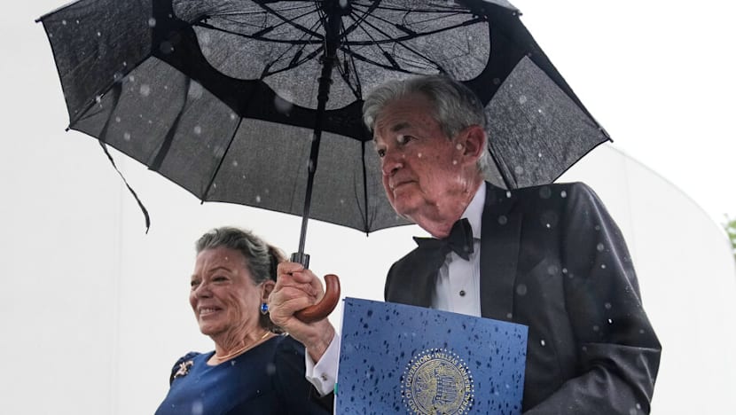 Outgoing chair Powell delivers defence of Fed independence
