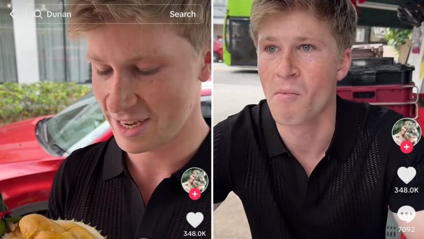 #trending: Australian wildlife advocate Robert Irwin tries durian in Singapore, calls it 'the most polarising food in the world'