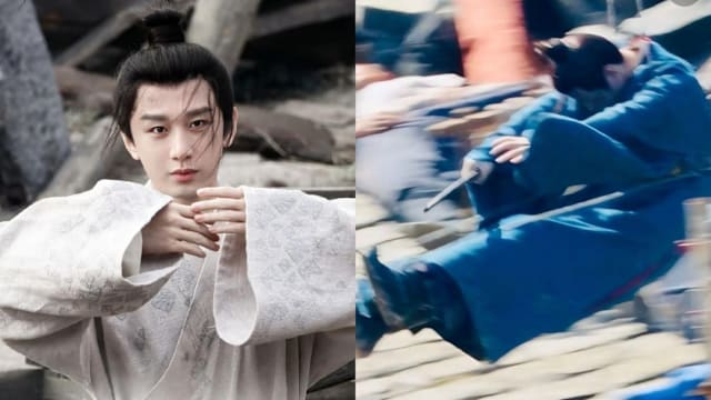 拍戏吊钢丝出意外，成毅险破相！