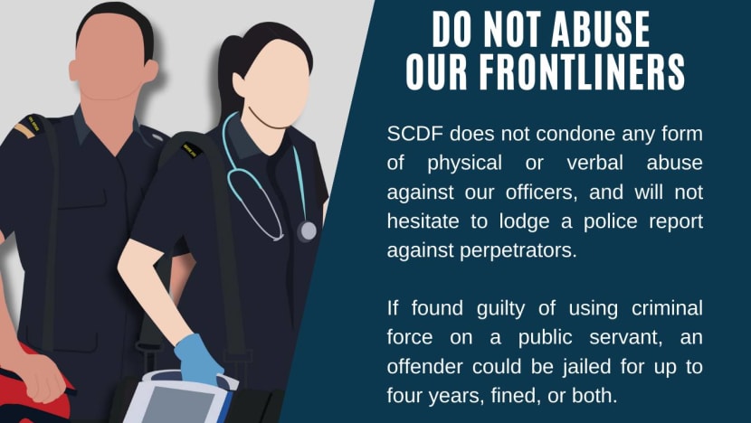 15 kes dera pegawai barisan hadapan SCDF dilaporkan sejak Jan 2023 15 kes dera pegawai barisan hadapan SCDF dilaporkan sejak Jan 2023
