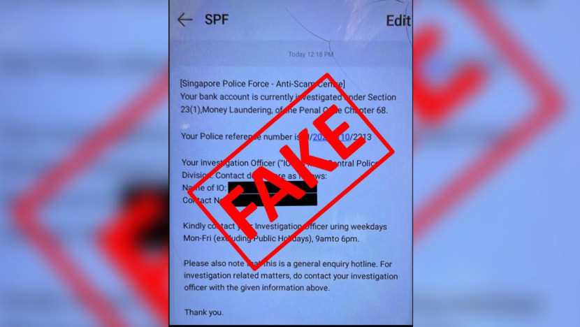 Police warn of fake text messages claiming to be from SPF - CNA