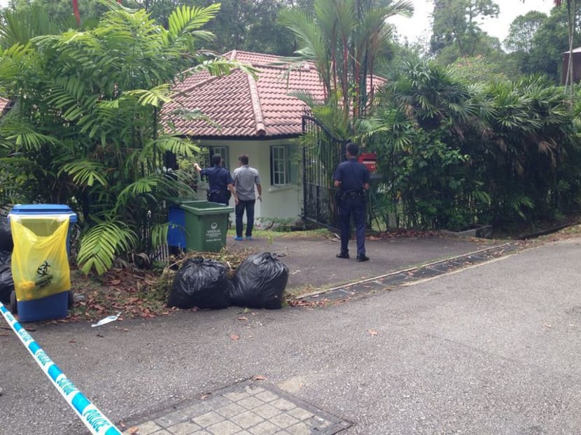 The scene at Victoria Park Road where the body of an elderly woman was found. Photo: Kok Xinghui