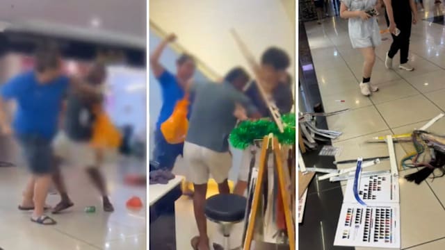 疑酒洒到脚未道歉 两男子新山商场挥拳互殴