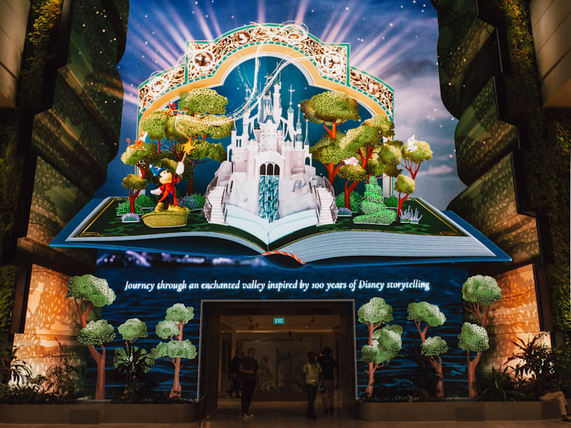 Disney Cruise Line-themed Wonderfall show lights up Changi T2 ahead of March cruise launch