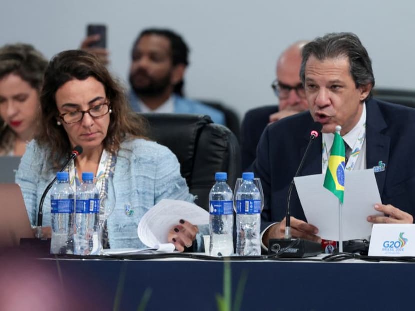 Brazil's Minister of Finance Fernando Haddad speaks during the G20 Finance Ministers and Central Banks Governors' meeting, in Sao Paulo, Brazil, on Feb 29, 2024.