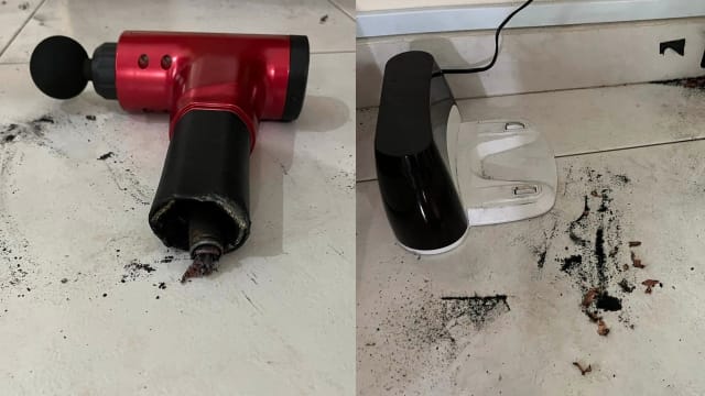 女子网购按摩枪充电着火 网民：网购要小心