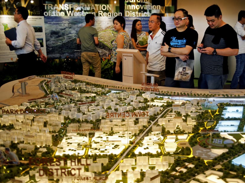 Visitors looking at the new Tengah masterplan model. TODAY file photo