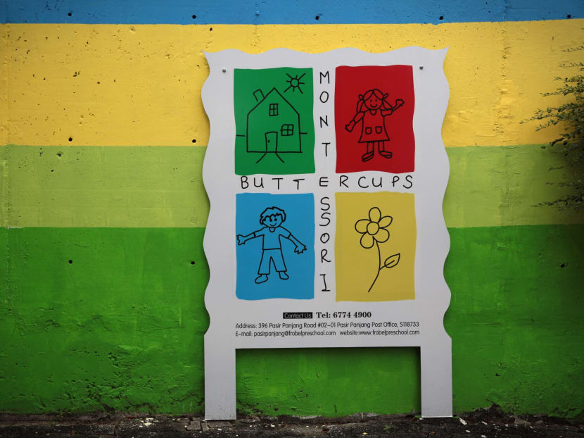 Parents of children registered at four preschools Buttercups Kindergarten at Pasir Panjang, Buttercups Kindergarten at Rochester, Frobel Preschool at Woodlands and School House ByTheGarden at Ang Mo Kio, were met with a rude shock on Wednesday (Oct 4) when news broke that the schools will close from Oct 12. Photo: Jason Quah/TODAY