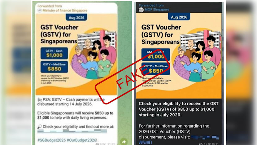 Police warn of scam using fake GST Voucher Telegram messages to hijack accounts