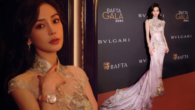 封杀3个月首复工　Angelababy一袭淡粉色旗袍亮相