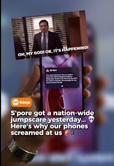 Phones across Singapore suddenly started screaming at 6:20pm on September 15, leaving MRT commuters, motorists and shoppers wondering what was happening. 🚨📱 The alarm was part of SCDF’s Public Warning System, a routine exercise held twice a year to familiarise Singaporeans with emergency warning signals. But did you know Singapore has three different warning sounds, each with a different purpose? We explain what the alarm means, why it went off, and some of the funniest reactions Singaporeans shared online. #8dayssg  #8dayssgtrending #sgtiktok #SCDF #PublicWarningSystem