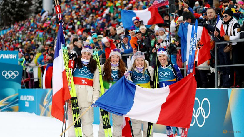 Biathlon-Simon anchors dominant France to gold in women's relay at Milano Cortina Games