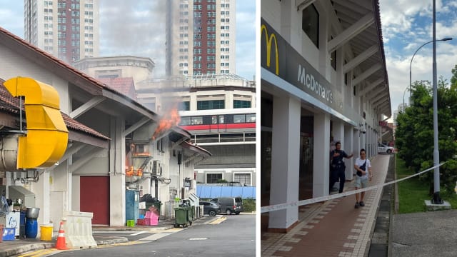 武吉巴督印度煎饼店着火 隔壁麦当劳食客也被疏散 