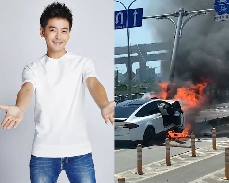 Taiwanese singer Jimmy Lin injured after his Tesla crashes; car burst into flames