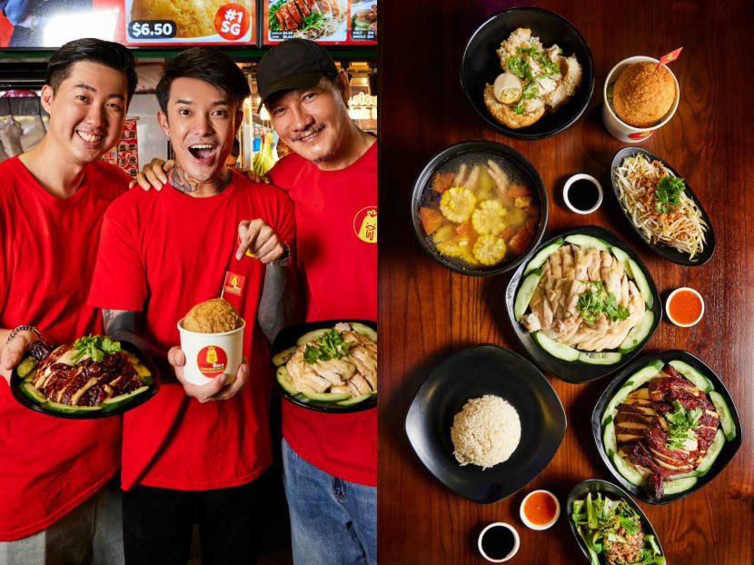 Actor Peter Yu and influencer Simonboy open Singabola, a new chicken rice stall in Yishun
