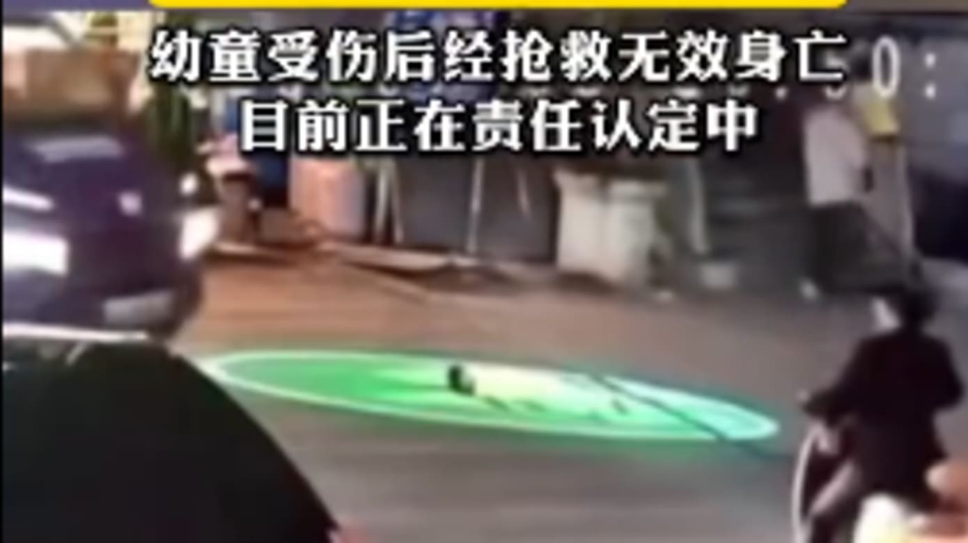 幼童疑在街头投影区玩耍 惨遭快递货车碾压身亡