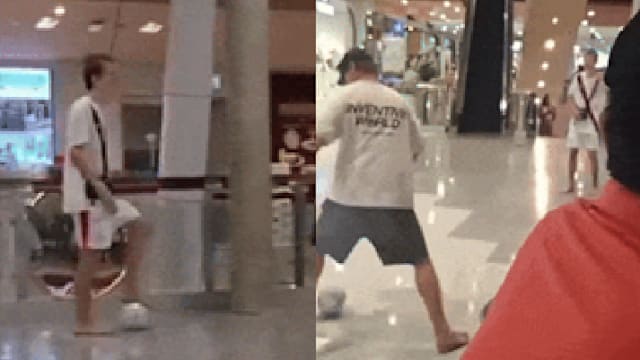 普吉岛商场内旁若无人踢球 两游客行为挨批