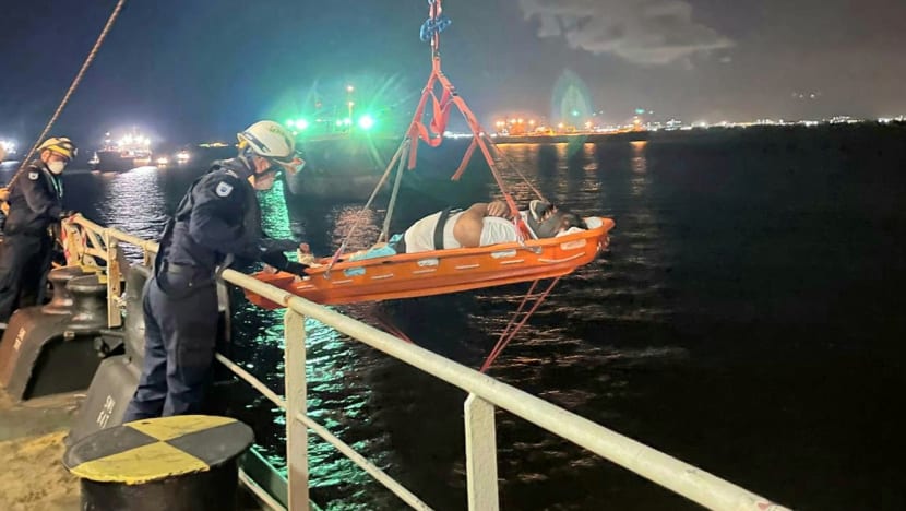 Injured crew member taken to hospital after SCDF marine rescue operation Injured crew member taken to hospital after SCDF marine rescue operation