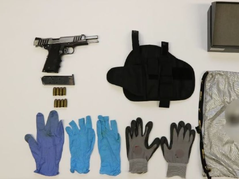 Firearm seized during a joint operation mounted by the Central Narcotics Bureau and the Singapore Police Force.