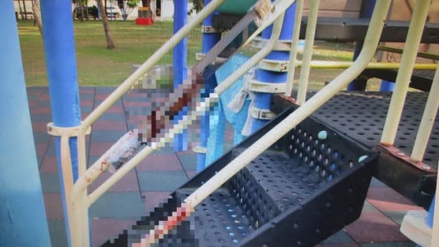 台湾公园遊具被绑西瓜刀 五岁男孩割伤手指