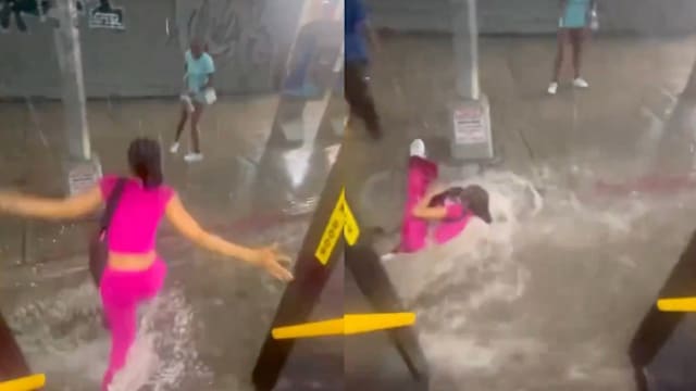 纽约暴雨多区积水 巴士乘客下车遭急流冲走